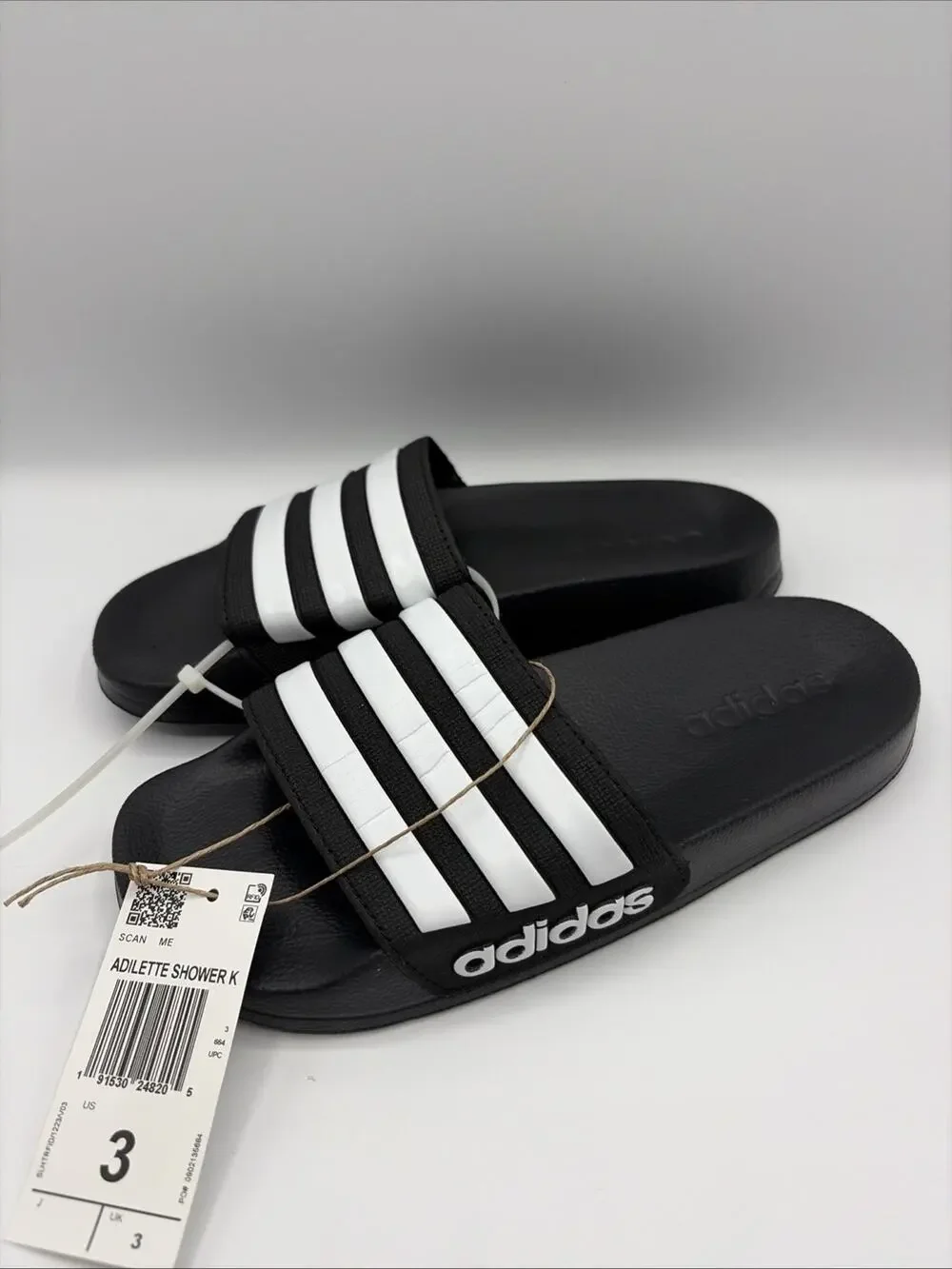 Adidas Adilette shower K slide sandal black white unisex kid's G27625 US Sz 3